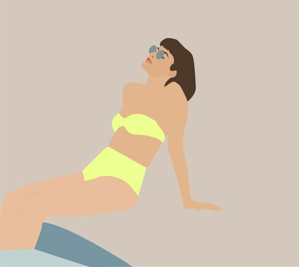 白色背景下的泳池上的女孩图片下载