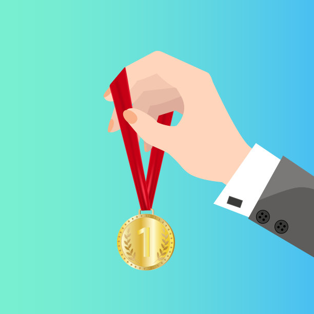 第一名手拿奖牌图片下载