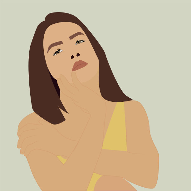 白底棕色头发的女孩图片下载