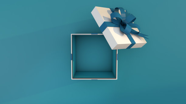 网络星期一的白色礼盒淡蓝色。三维渲染图片下载
