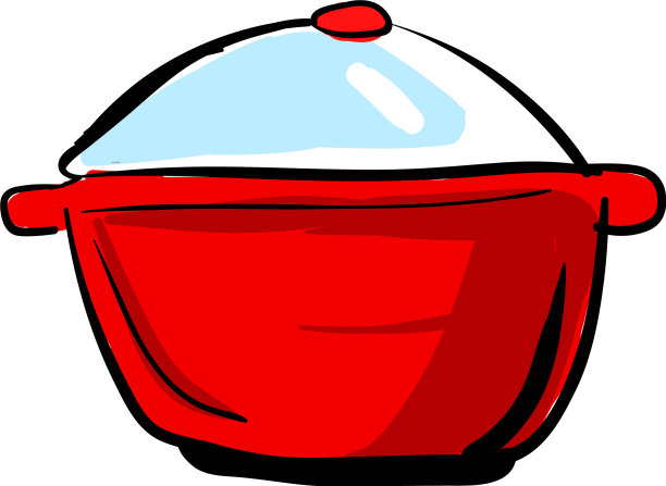 白色背景上的红色厨房锅图片下载