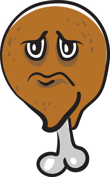 白色背景上悲伤的鸡腿图片下载