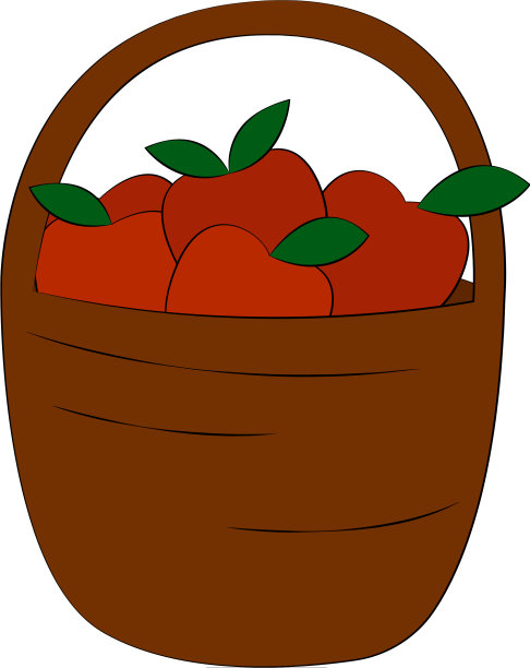 白色背景的苹果篮子图片下载