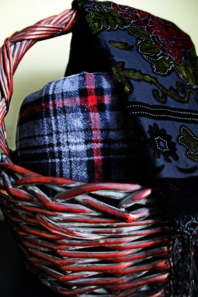 我的柳条篮子，格子毯子，还有玫瑰披肩图片下载