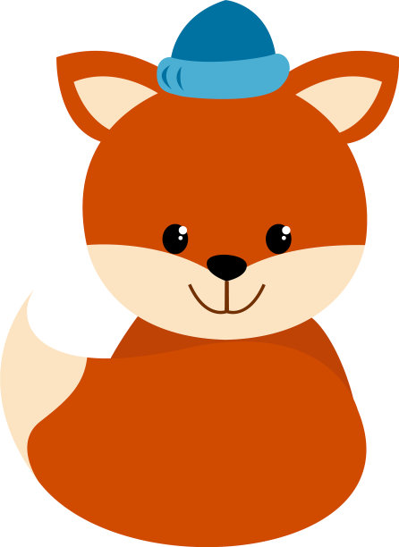 狐狸与帽子在白色的背景图片下载