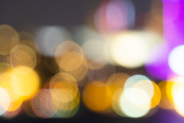 城市灯光缤纷散景图片下载