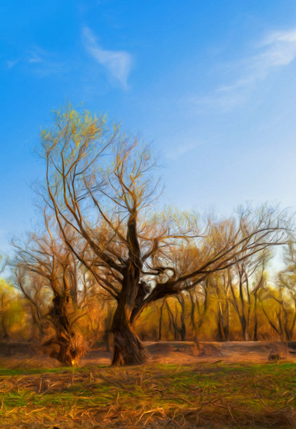 石油山水画图片下载