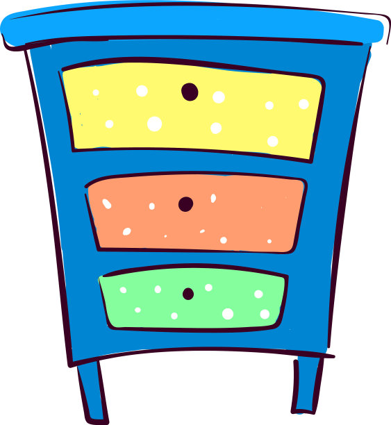 白色背景的彩色床头柜图片下载