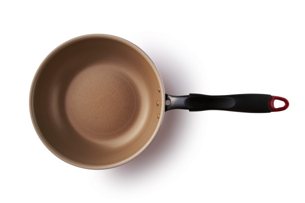 空的不粘锅孤立的白色背景特写，俯视图图片下载