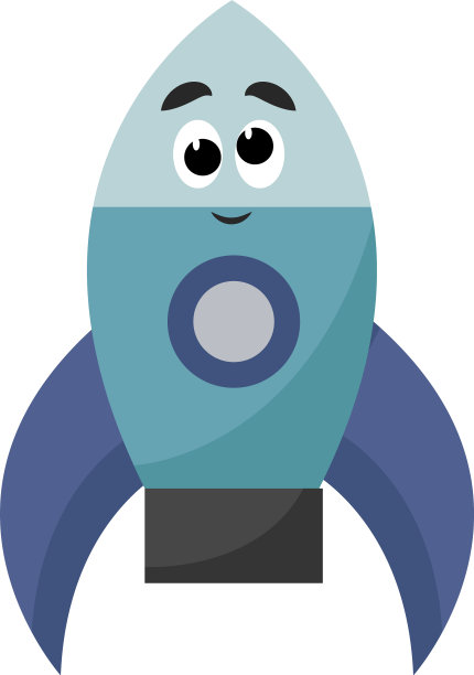 白色背景上的蓝色火箭图片下载