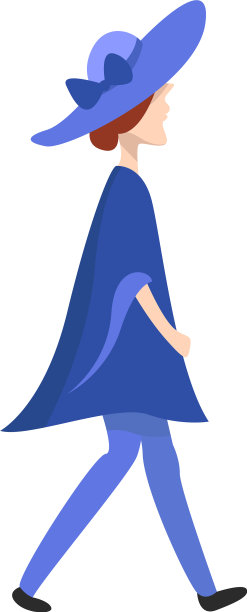 白色背景上穿蓝色衣服的女人图片下载