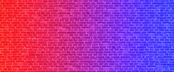 灯光效果框架粉红和蓝色霓虹灯在砖墙背景派对或您的文本。图片下载