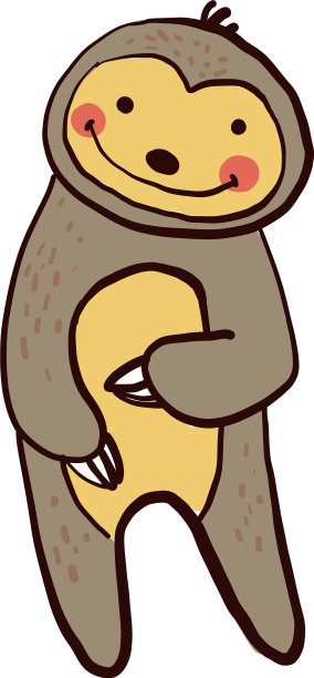 快乐可爱的树懒在白色的背景图片下载