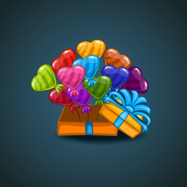 贺卡及礼品盒及气球图片下载