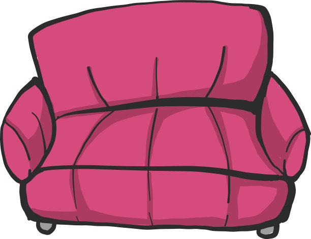 白色背景上的粉红色沙发图片下载