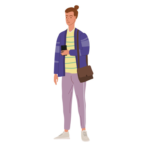 年轻的学生穿着时髦的秋装。时尚休闲外套街头风格个性。平面卡通风格矢量孤立的插图图片下载