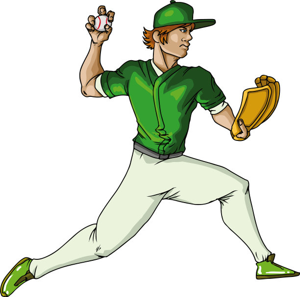 棒球运动员在白球上投球图片下载