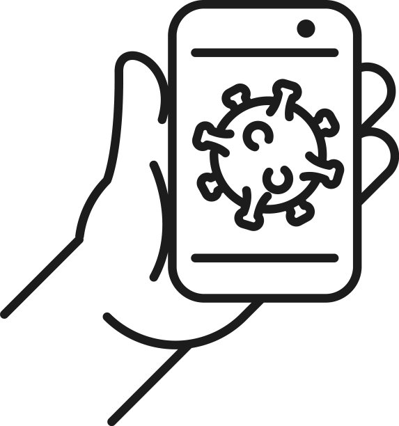 手持智能手机显示COVID-19病毒图片下载