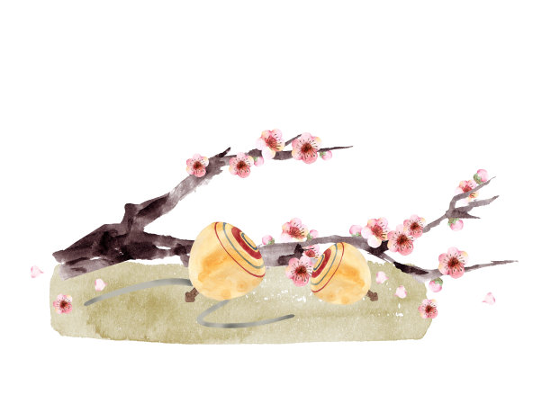 日本传统玩具和鲜花图片下载