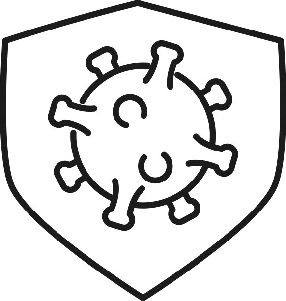 盾牌线条风格的新冠病毒图标图片下载