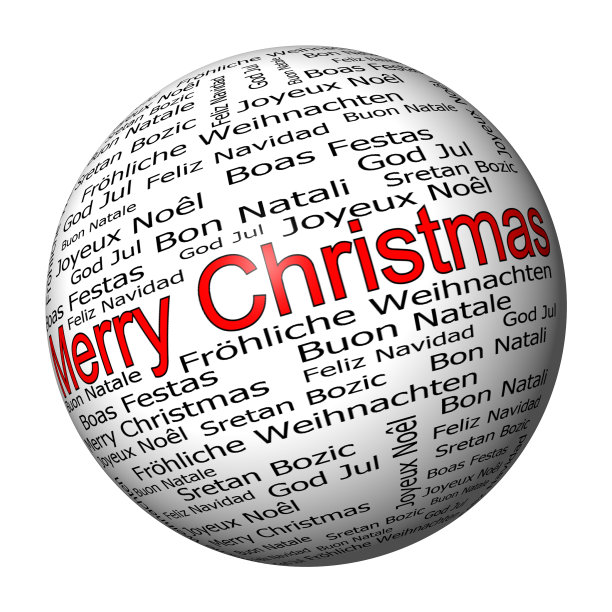 圣诞快乐单词云- 3D插图图片下载