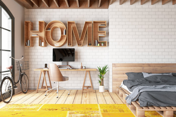 家庭书架与舒适的卧室室内图片下载