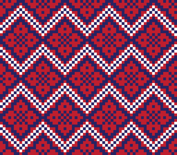 红色海军蓝圣诞集市岛无缝图案图片下载