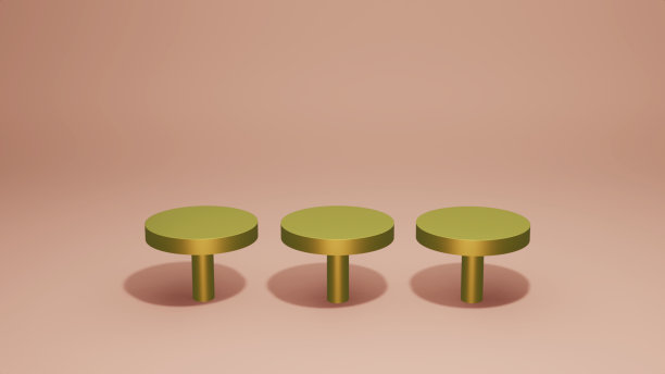 3d渲染图像，黄金产品领奖台显示或展示，背景工作室在柔和的粉红色。图片下载