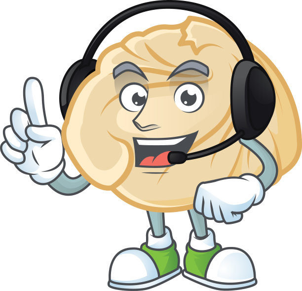 卡通设计的笑脸饺子戴着耳机图片下载