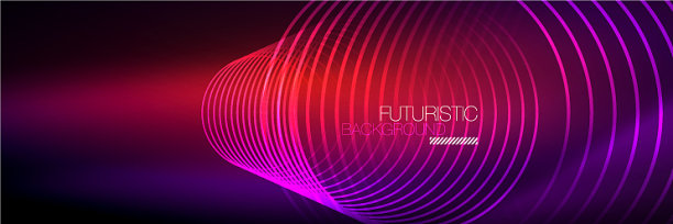 闪亮的霓虹灯线条，条纹和波浪技术图片下载