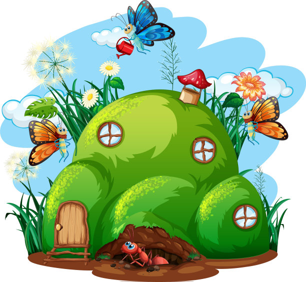 园艺主题与昆虫在他们的家图片下载