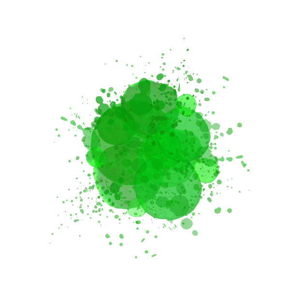 水彩飞溅效果背景。绿笔触，飞溅，滴落。贺卡及婚礼、生日、母亲节等节日请柬的设计元素图片下载