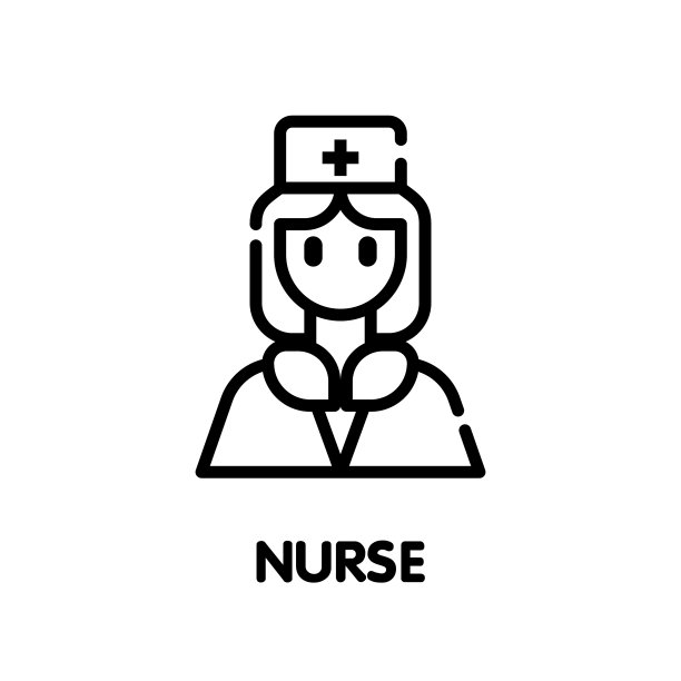 护士轮廓图标设计风格上的白色图片下载