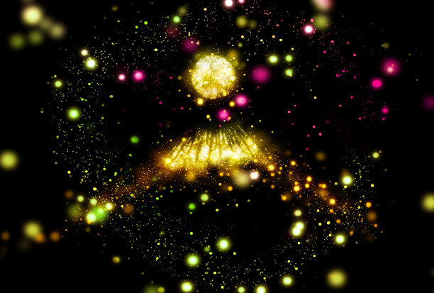 用金色的光绘制的日本富士山的3D插图图片下载