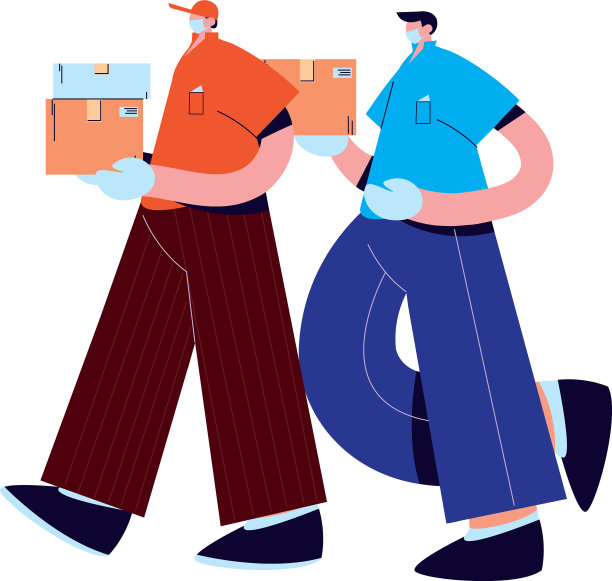 带口罩手套的快递员，还有快递包裹图片下载