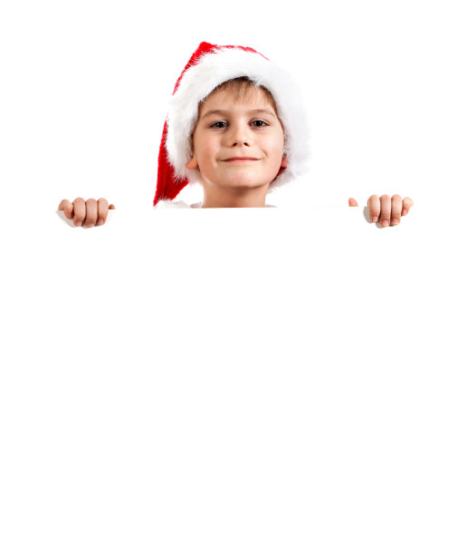 男孩圣诞老人拿着圣诞海报图片下载