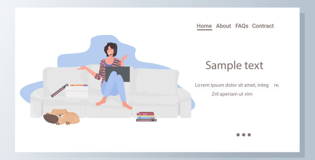 女学生或女商人坐在沙发上图片下载