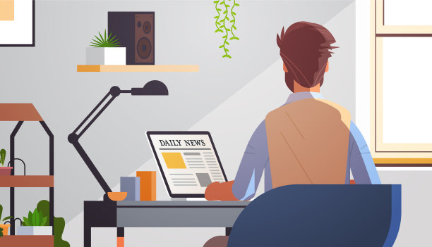 商人在笔记本电脑上阅读每日新闻文章图片下载