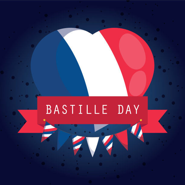 法国国旗心带着幸福的巴士底狱图片下载