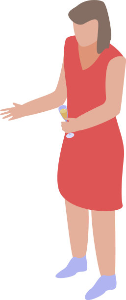 女孩红裙办公室派对图标等距风格图片下载