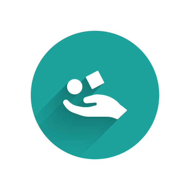 白色立方体悬浮在孤立的手图标图片下载