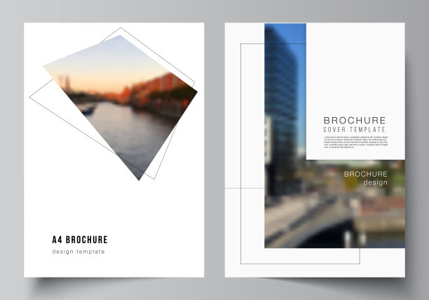 矢量布局的A4格式封面模型设计模板与几何简单形状，线条和照片的小册子，传单布局，小册子，封面设计，书籍，小册子封面。图片下载