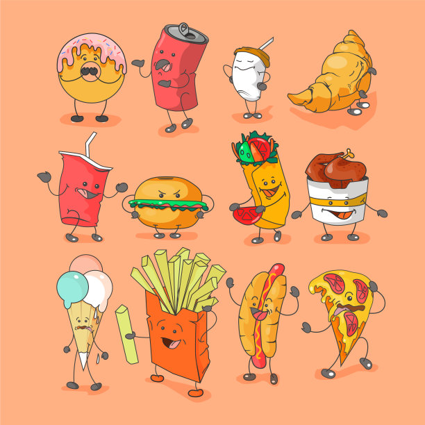 用情绪颜色设置快餐图标图片下载