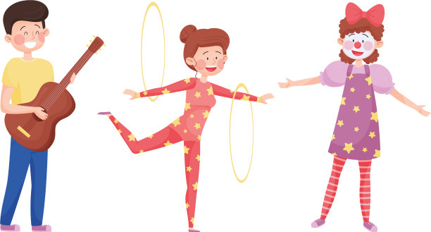 年轻的街头艺人和女孩耍杂耍图片下载