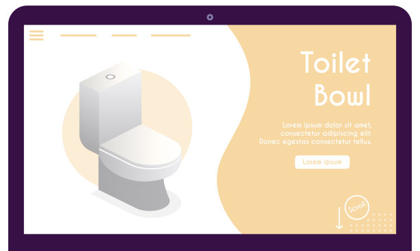 横幅马桶碗在等距视图图片下载