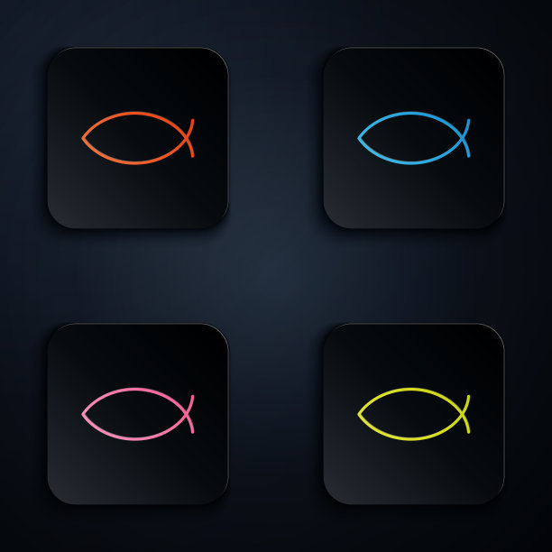 彩色霓虹线基督教鱼的象征图标图片下载