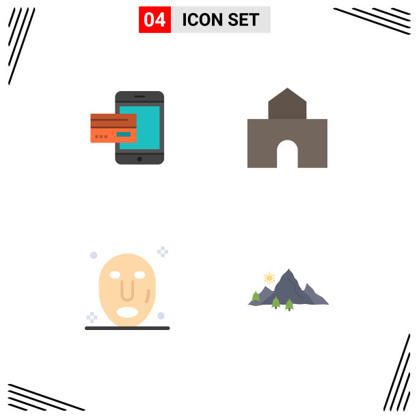 包4现代平面图标标志和符号图片下载