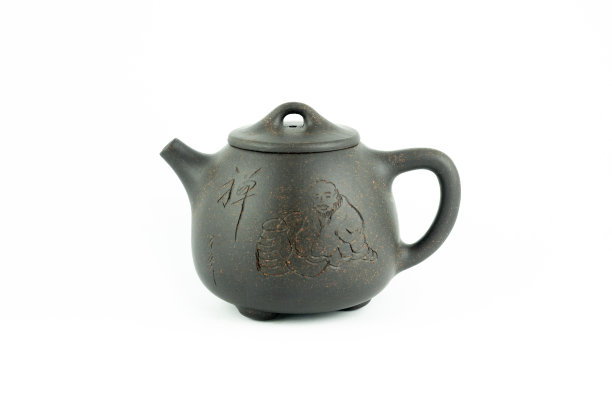 白色背景上的中国茶壶图片下载