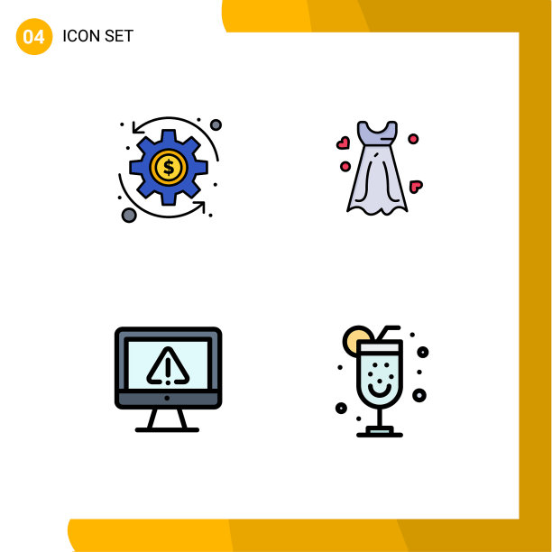 组4现代填充线平面颜色集图片下载