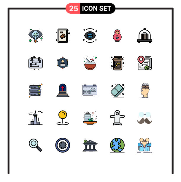 包25个创意填充线平色图片下载